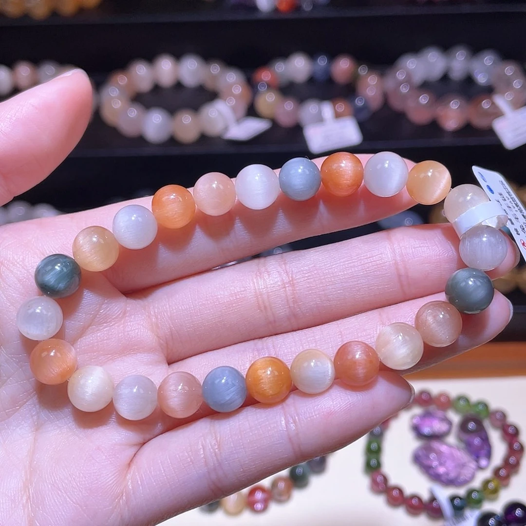 水晶手链未镶嵌不*透兔毛手链，晶体通透