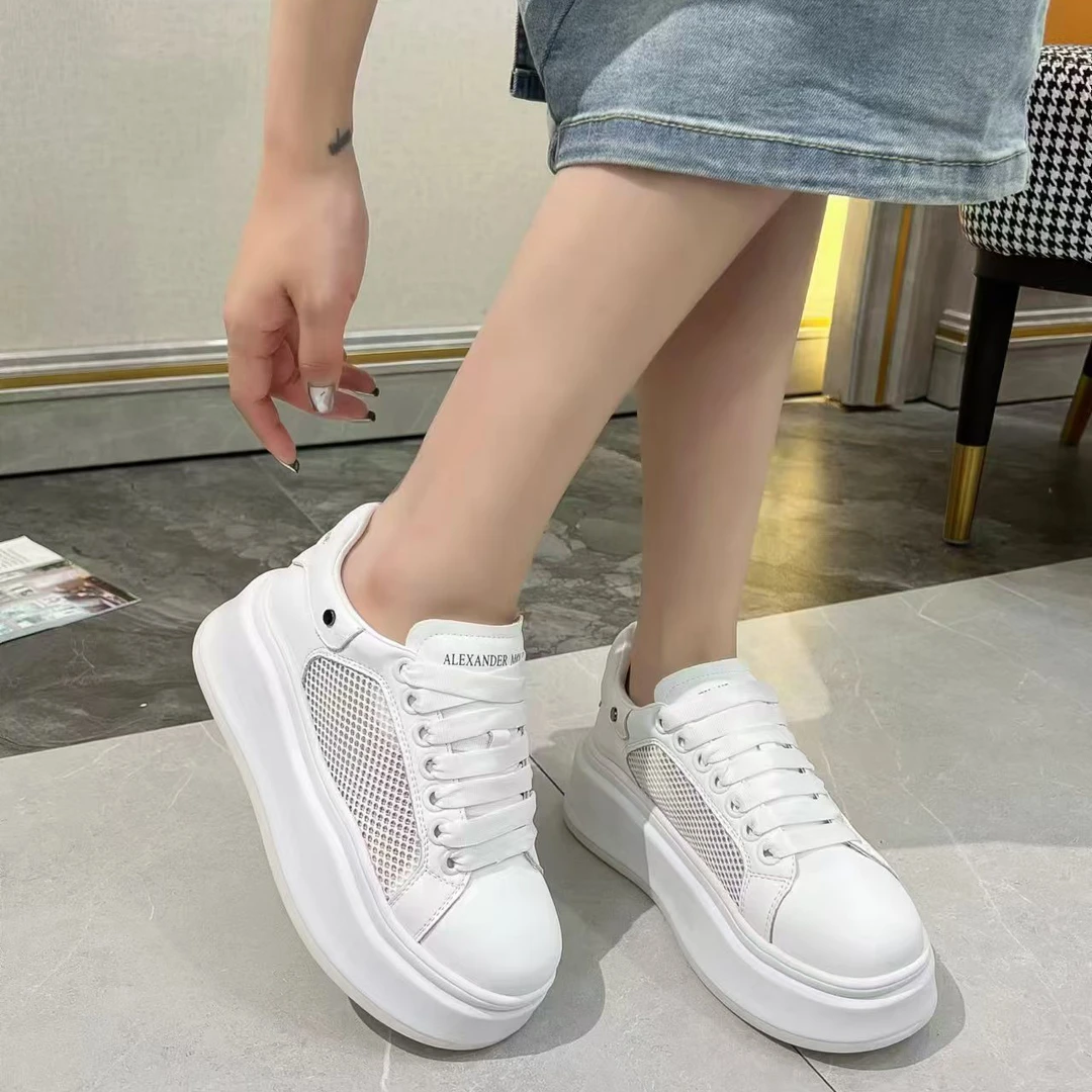门店36&9！松糕小白鞋」透气不闷脚/牛皮厚底百搭休闲鞋女 C22388