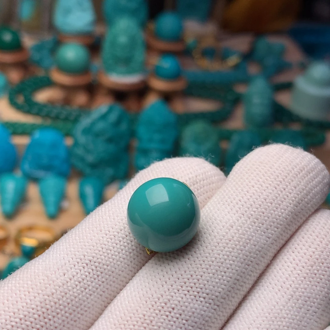 未镶嵌绿松石珠宝奇石13.5m m