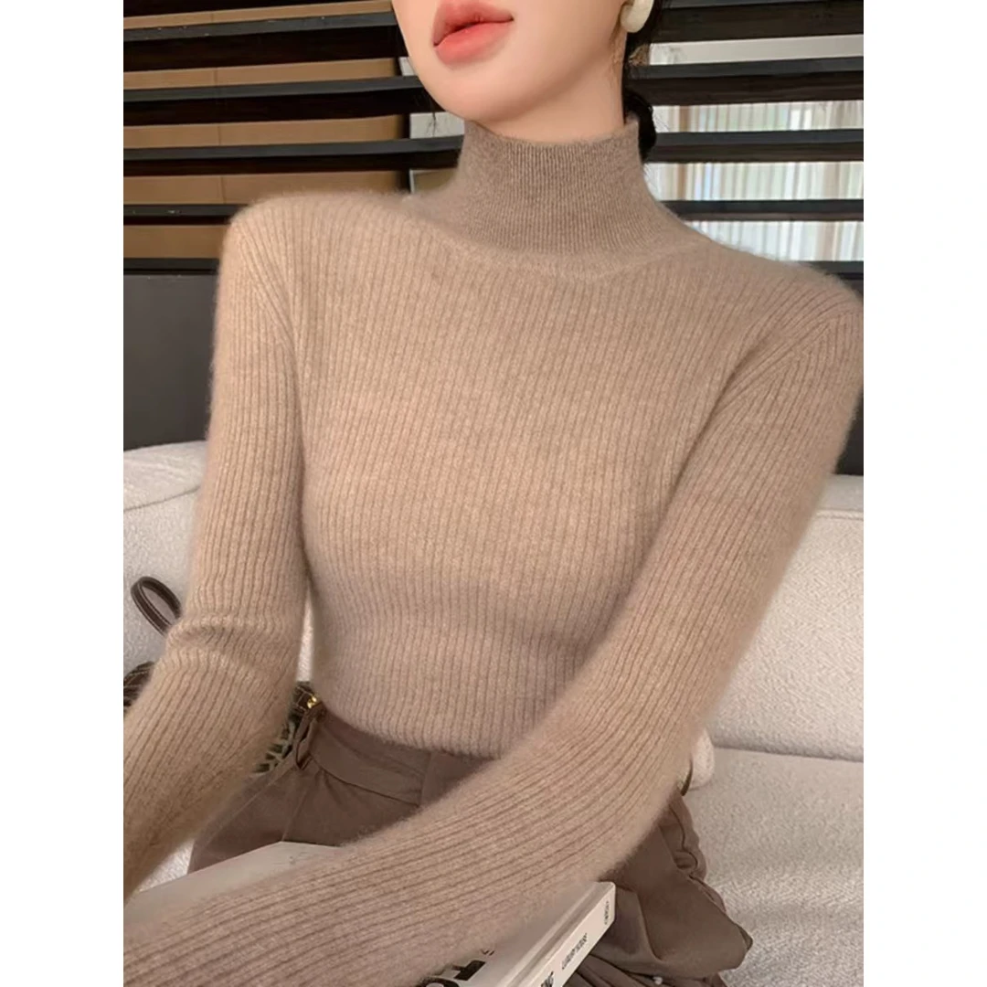 明星同款黑色毛衣女高领修身显瘦打底衫长袖简约针织衫内搭短毛衫