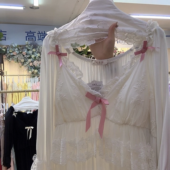 三醋酯纤维宫廷款款长袖睡裙