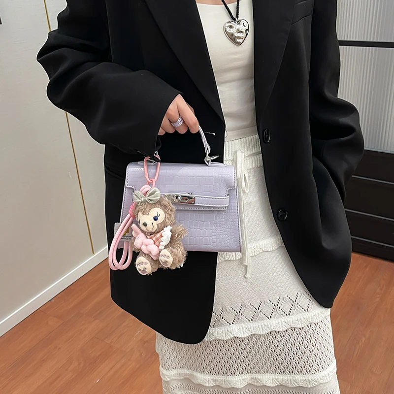 韩版小众设计高级感斜挎凯莉包网红爆款鳄鱼皮纹时尚洋气夏季百搭