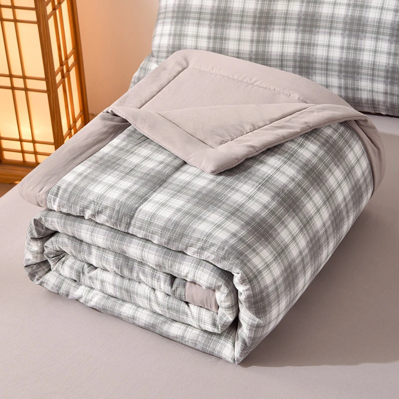 水洗棉夏凉被学生宿舍单双人夏被可机洗水洗空调被单人薄款无印风