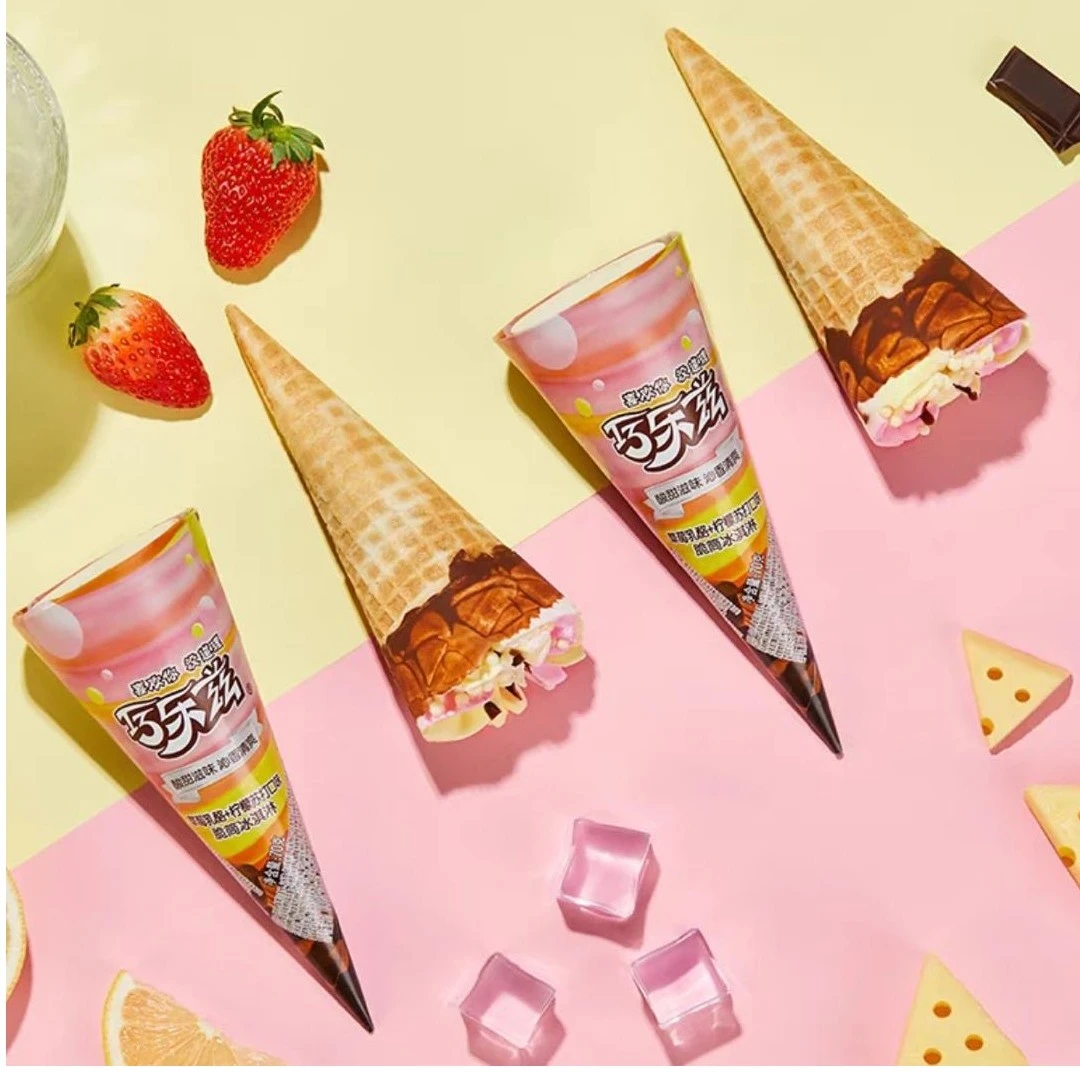 巧乐兹脆筒冰淇淋草莓乳酪+柠檬苏打口味70g/支