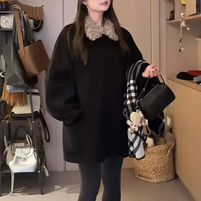 运动休闲通勤风长袖棉服2025时尚气质小个子韩版显瘦纯色拼接外套