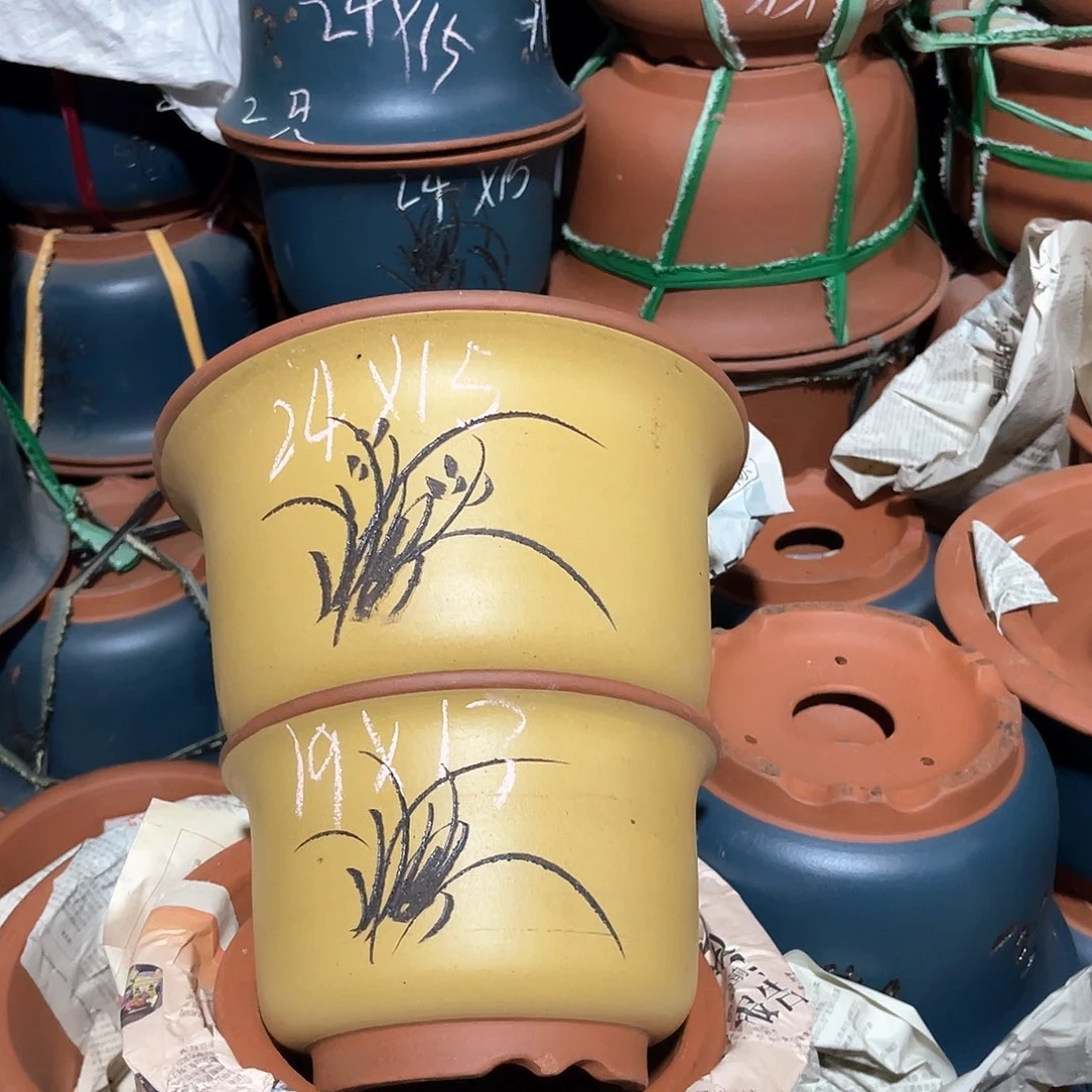 紫砂花盆金钟盆两个