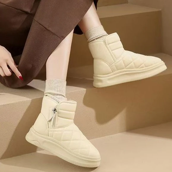 冬季新款厚底雪地靴棉鞋时尚百搭加绒加厚超软防滑防水保暖棉靴