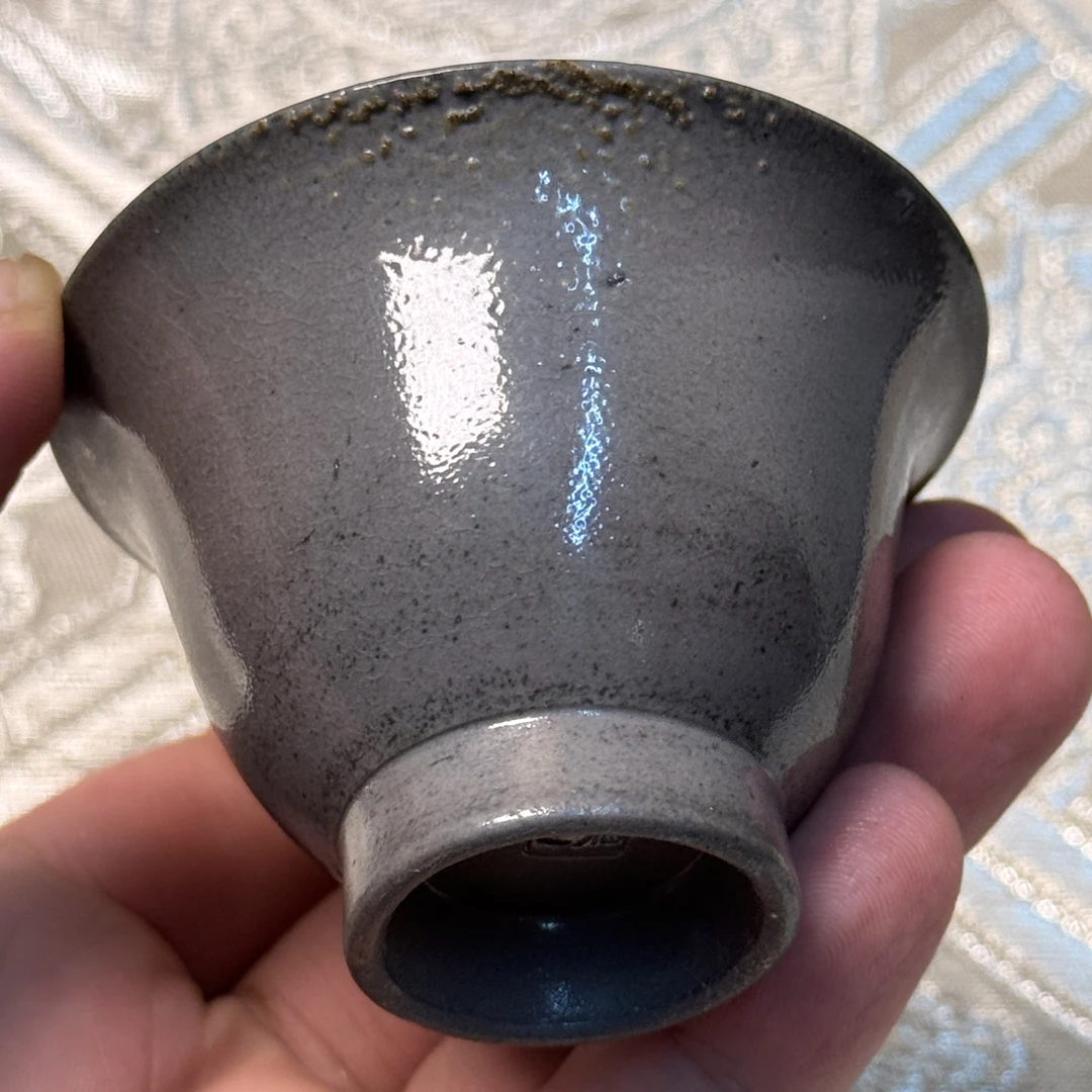 藤原乐山·二代（三鬼才）日本作家器·备前烧·盐青备前·柴烧·茶杯