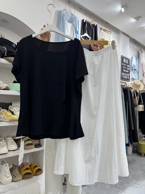 明天见方领T恤➕裙套装