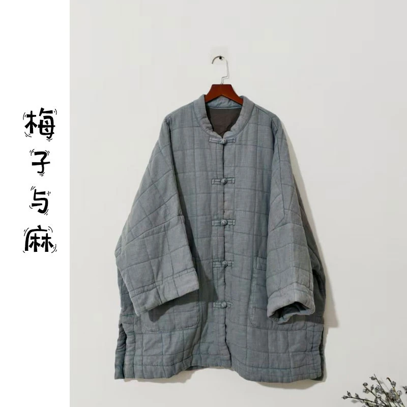 【大梅子推荐】设计款亚麻盘扣棉服WMF572-衣长85胸围160