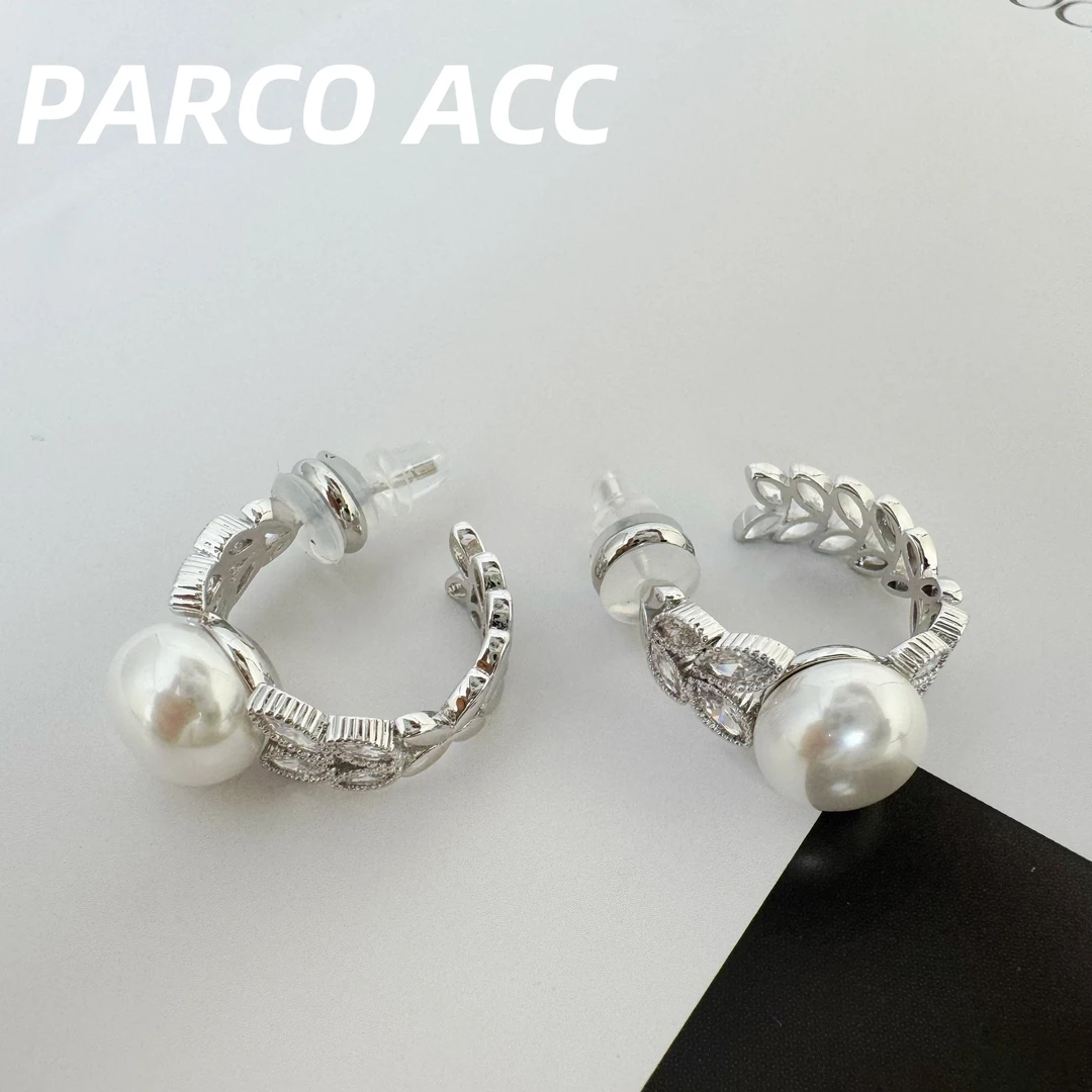 铜合金合成锆石耳饰 TC114 麦穗珠珠C圈耳钉