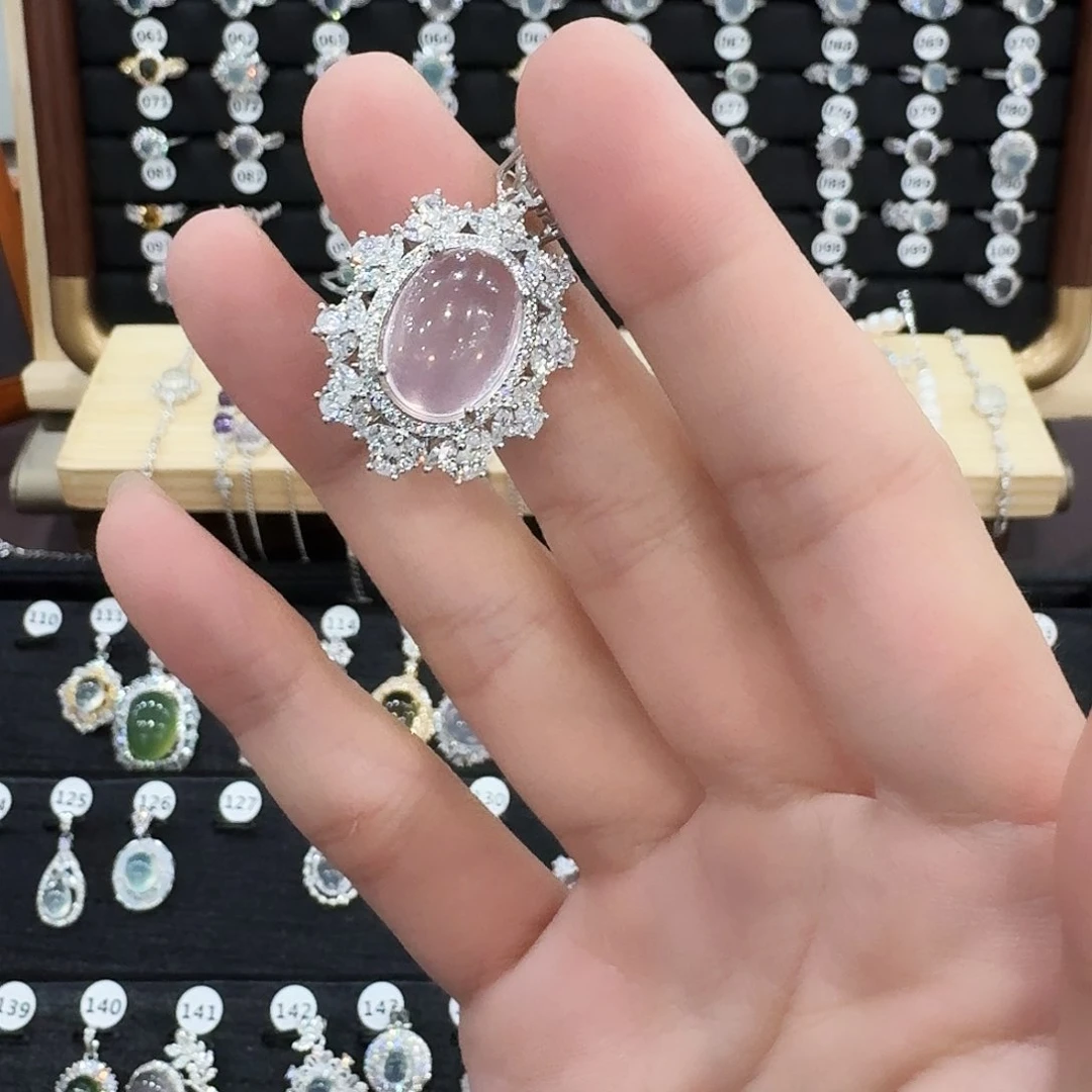 芙蓉石颈饰银S925镶嵌ʚ**ɞ