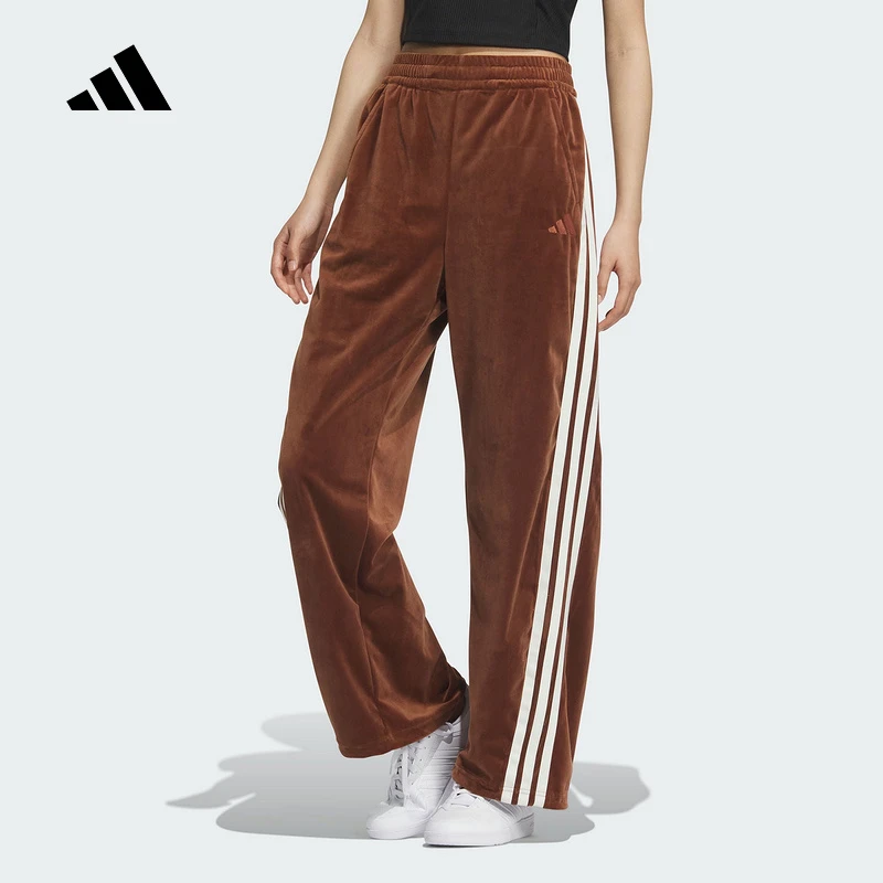 Adidas阿迪达斯女子秋季三条纹舞动系列丝绒运动休闲香蕉裤KC0180