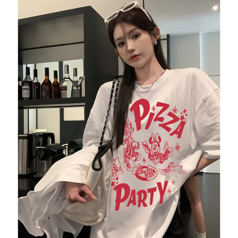 米奇潮牌百搭t恤上衣港风ins洋气女装纯棉短袖休闲情侣装高级半袖