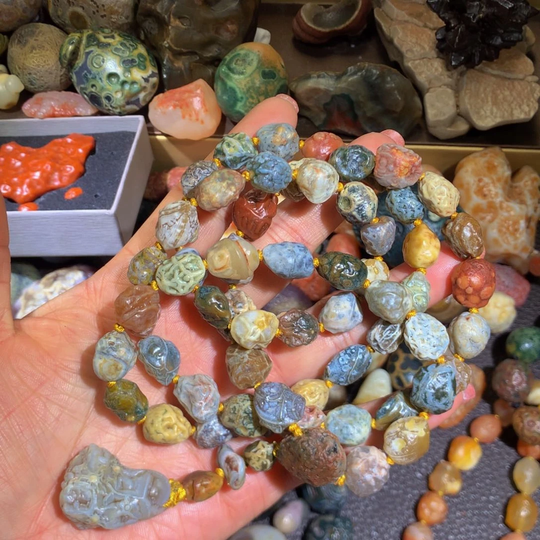 石材阿拉善筋脉石项链