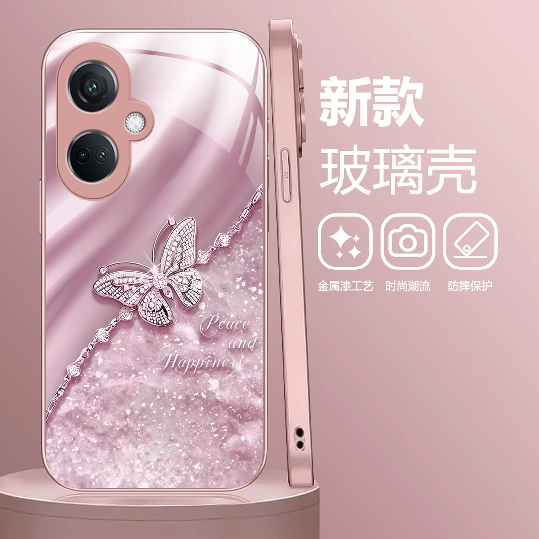 适用于OPPO K11 蝴蝶纹液态玻璃手机壳 小众高级感 全包防摔刮