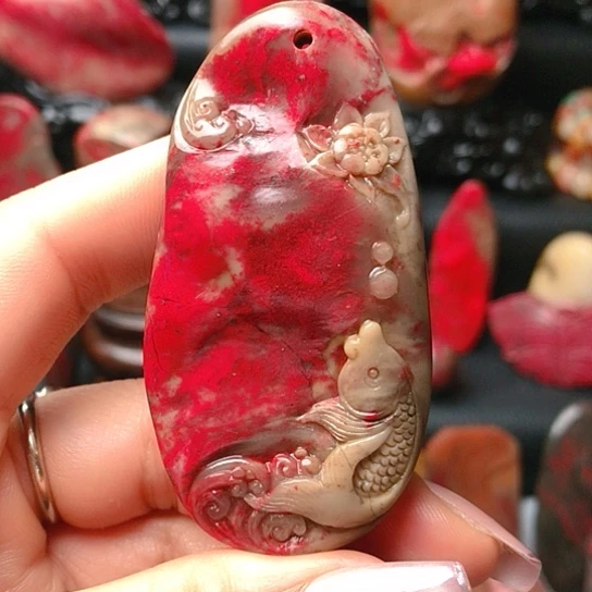 昌化石昌化鸡血石精品挂件