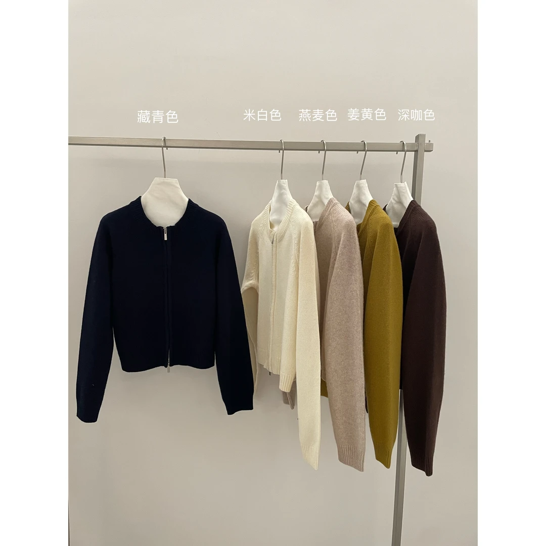J-351032#韩系简约休闲拉链羊毛针织开衫（100羊毛福利）