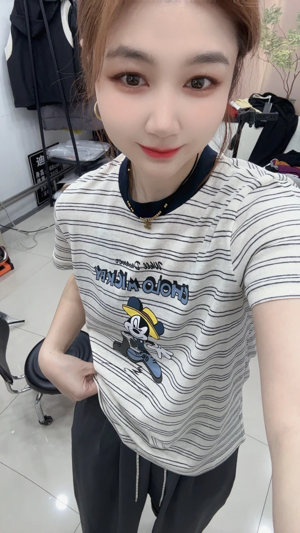 DD-黄帽子米奇条纹半袖（发货3-5）