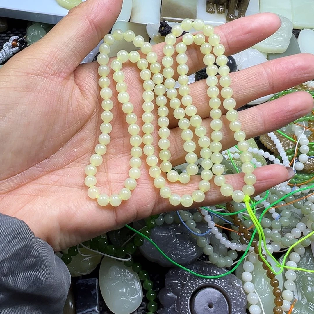 和田玉未镶嵌颈饰卡5多圈