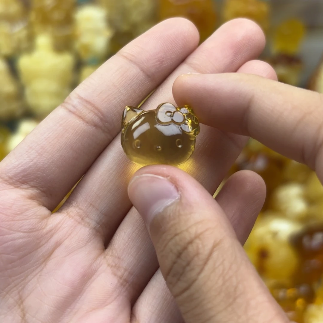未镶嵌蓝珀裸石蓝珀配饰打孔不退不换