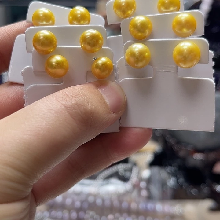 未镶嵌淡水珍珠耳饰金珠耳钉