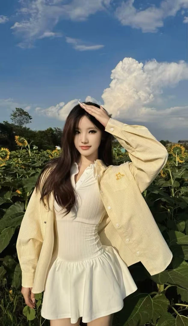 WORK牙刷绣小狗条纹衬衫男女同款