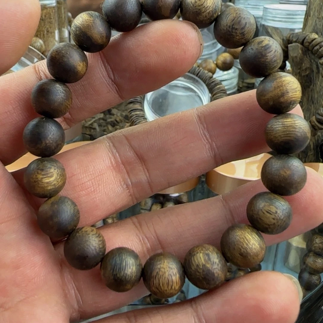 沉香手串卡1.0圆珠单圈