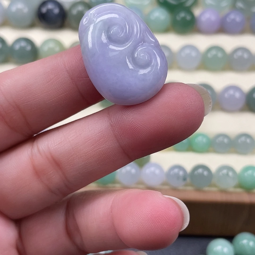 翡翠散珠天然翡翠a货紫罗兰如意有棉线