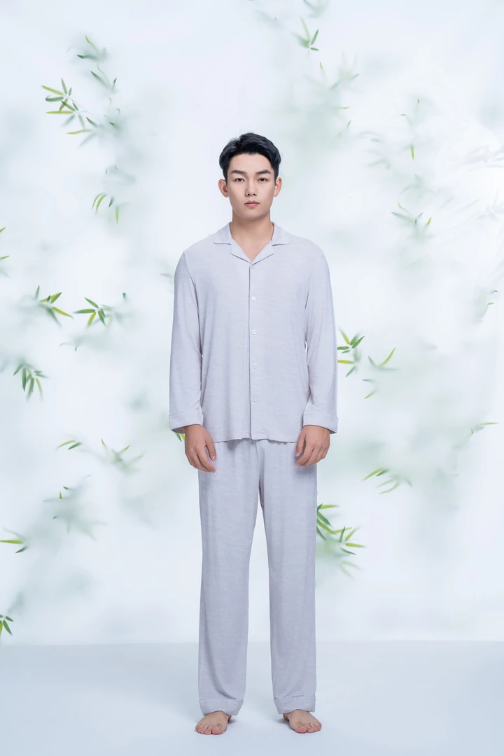 【三合竹衣】咏竹男士印花长袖长裤家居服套装