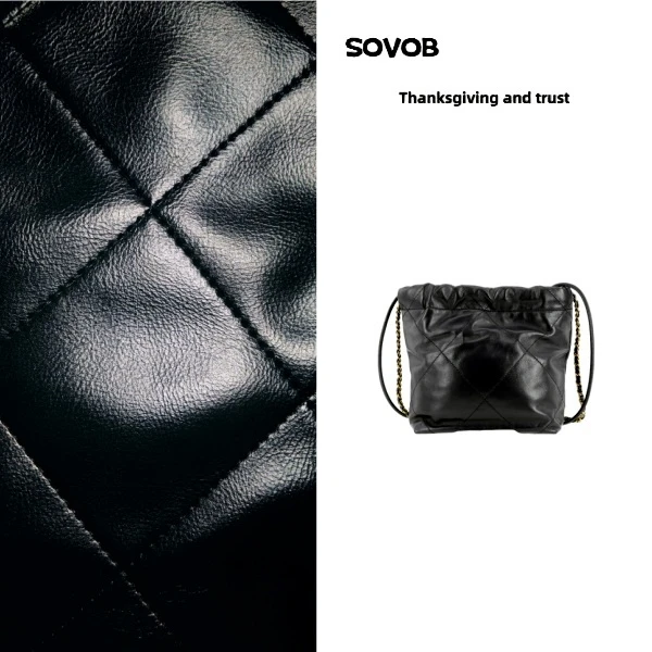 时尚百搭真皮女包 黑菱格 10228 垃圾袋 CLJ 小 黑色