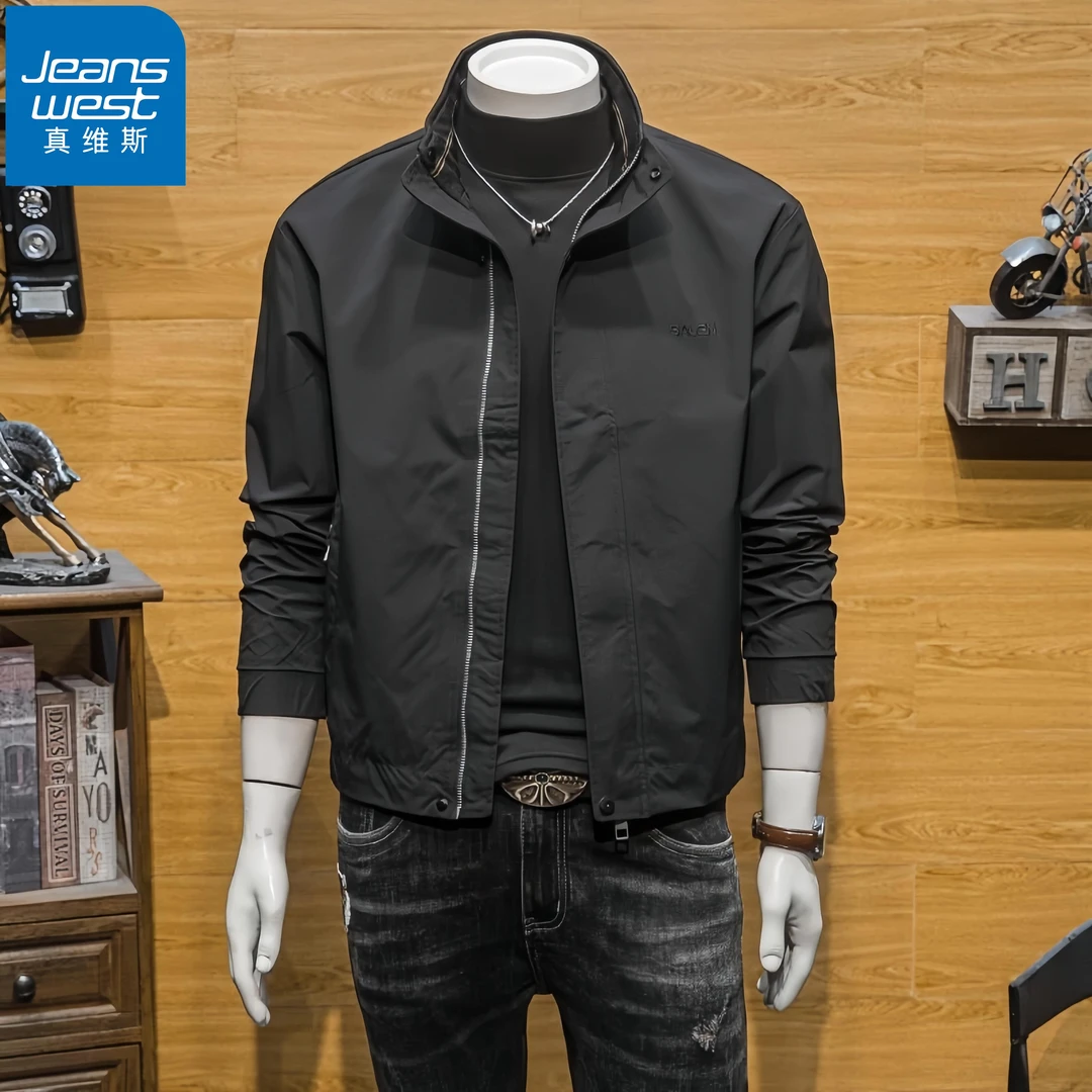 真维斯Jeanswest男士春秋工装外套潮牌新款韩版百搭薄款立领夹克