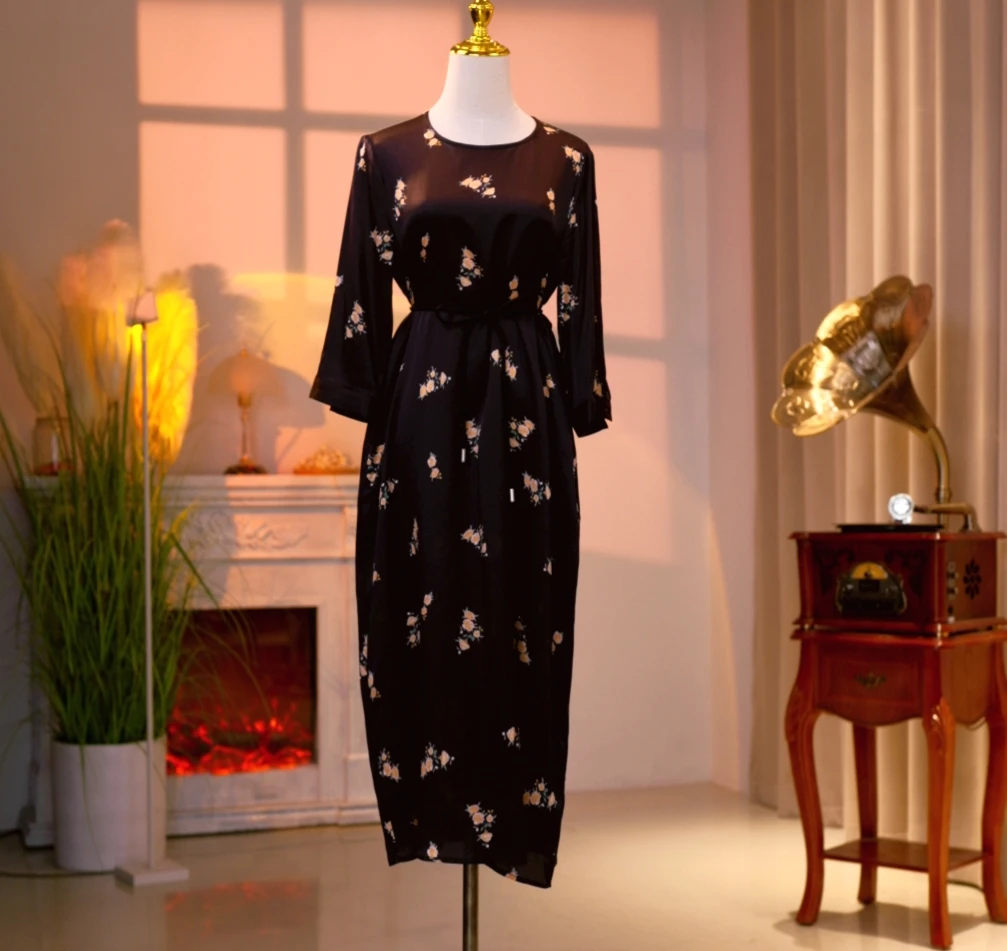 (微瑕_) 桑蚕丝高定时尚气质减龄优雅连衣裙  250060