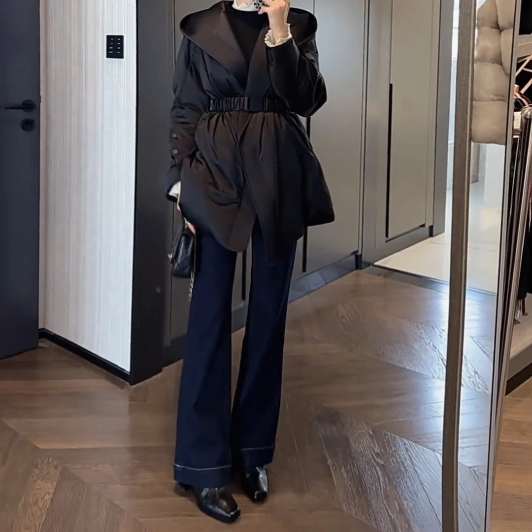 195设计感小众大翻领棉服冬季2025新款保暖修身收腰棉服外套
