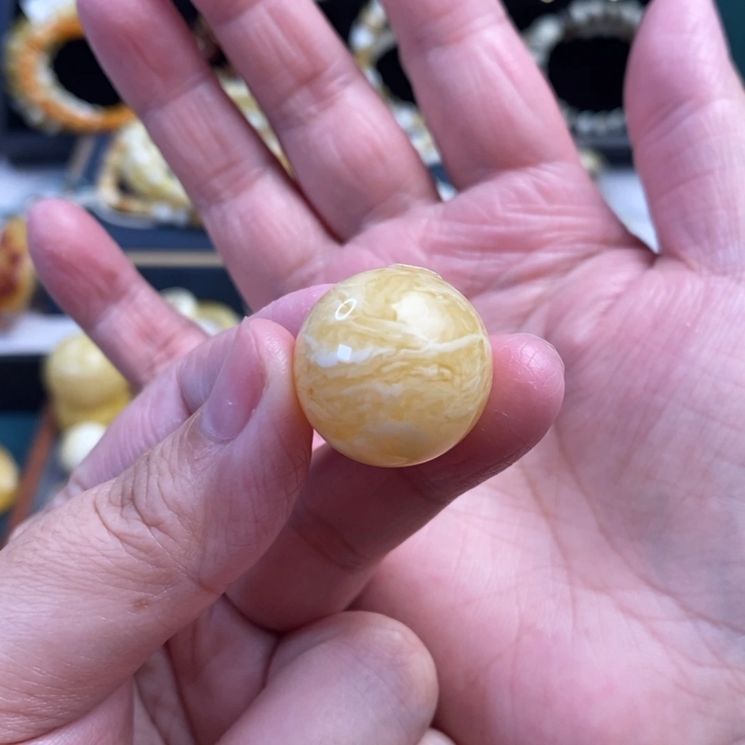 裸石蜜蜡未镶嵌虎皮纹圆珠单珠21