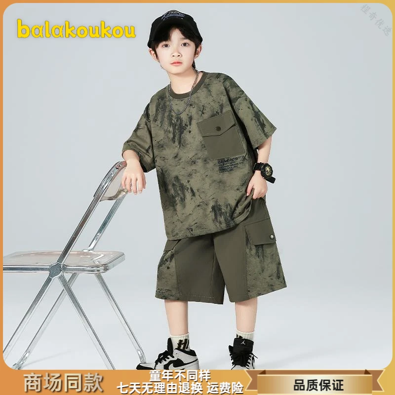 巴拉扣扣儿童装男童夏装套装2025新款夏季运动大童夏款薄款短袖男