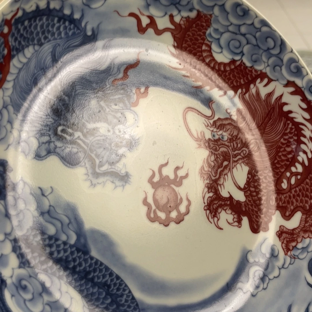 瓷片景德镇双龙戏珠大壶承新款