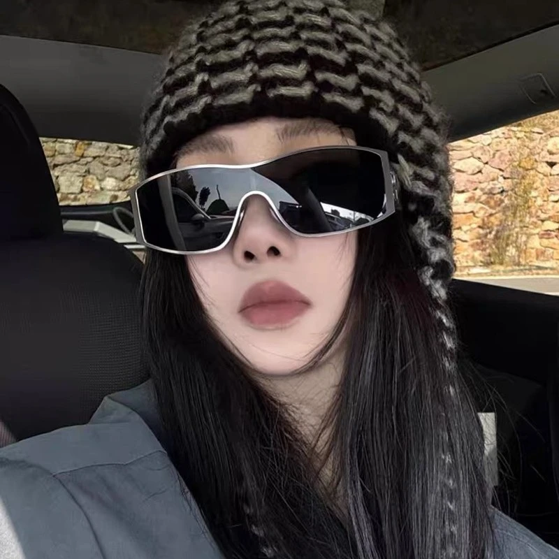 欧美金属连体时髦Y2K太阳眼镜女潮防风骑行防紫外线遮阳墨镜