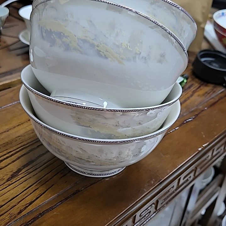 瓷片微瑕金色海岸6寸4个面碗66666