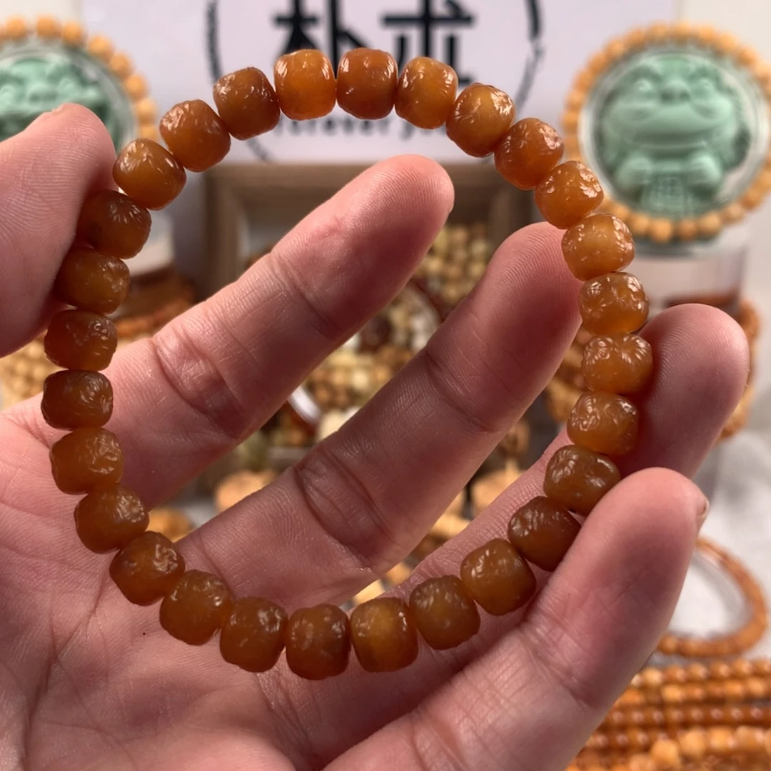 星月菩提吊坠漂*木8×7蜜枣红单圈