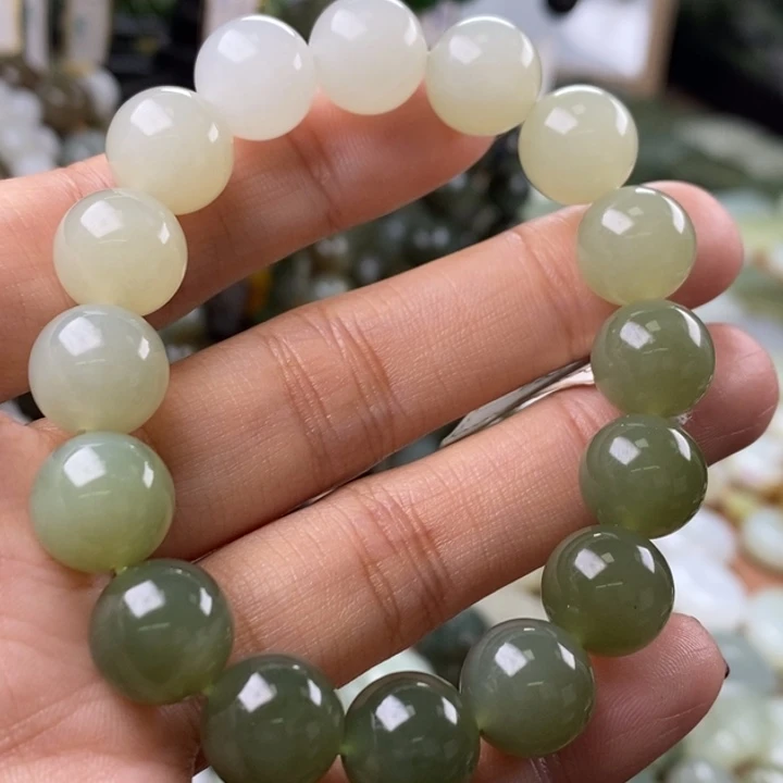 和田玉未镶嵌手链和田玉卡12手串