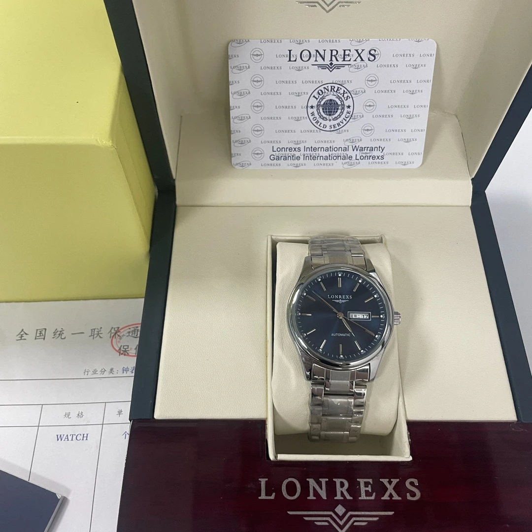 LONREXS/条钉蓝/表径41mm男士经典全自动腕表