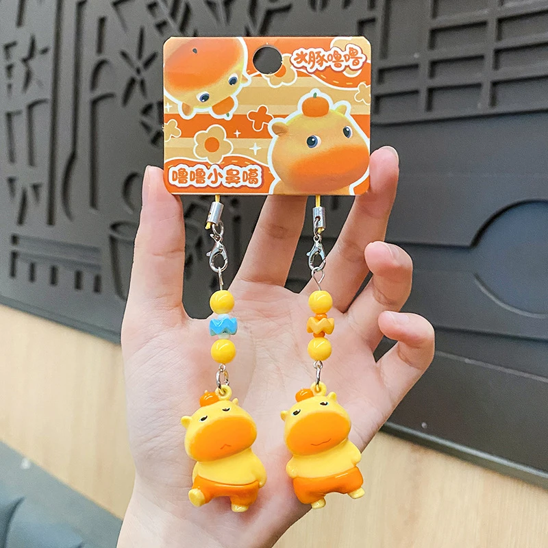 水豚噜噜小公仔鼻嘎车钥匙扣一对爆款儿童礼物钥匙扣挂件钥匙挂件