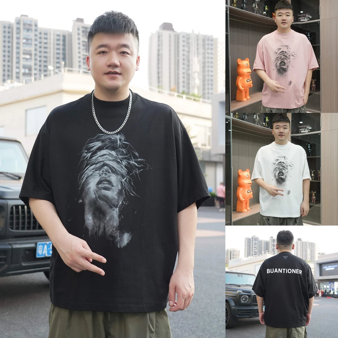 夏季重磅纯棉休闲字母蝙蝠袖宽松短袖8093