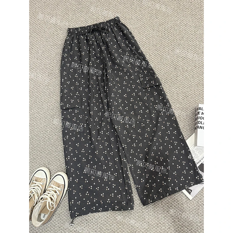 【只出不进-浮浮款】复古裤脚抽绳阔腿休闲裤 G7622