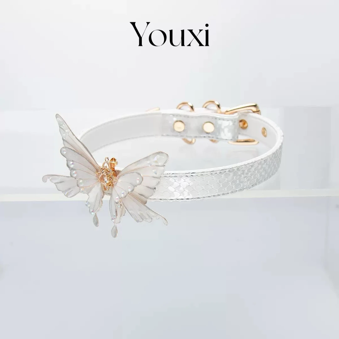 合金项链 YOUXI尤希 非金属皮质项链 小众choker蝶手工蛇皮项圈