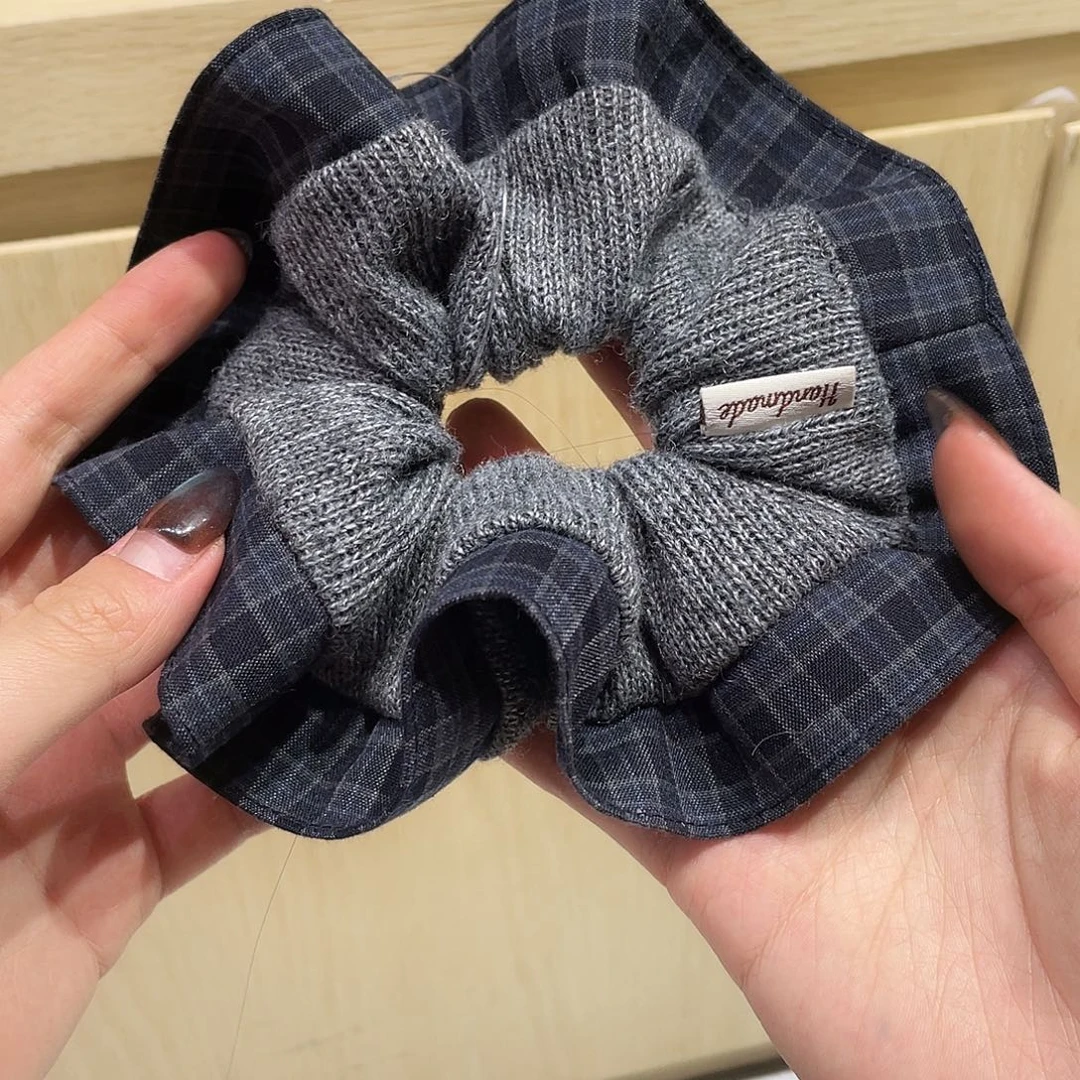 非金属灰色蓝格发圈