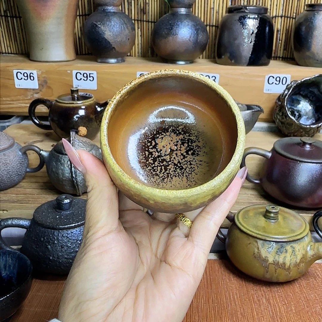 杯建水紫陶柴烧白泥杯