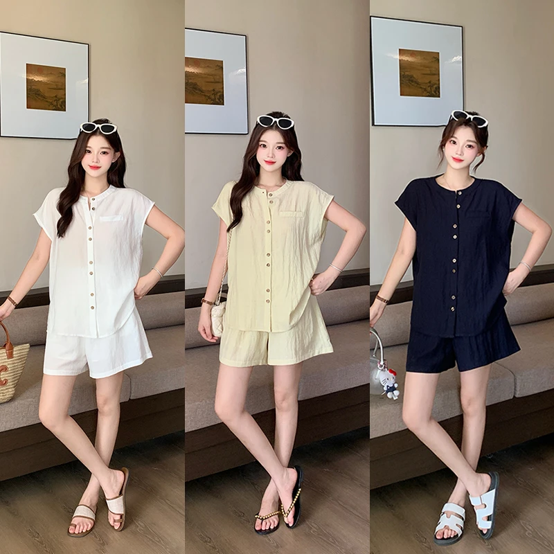 2025夏装新款胖mm大码飞飞袖短袖显瘦短裤套装酷飒风女装高级感潮