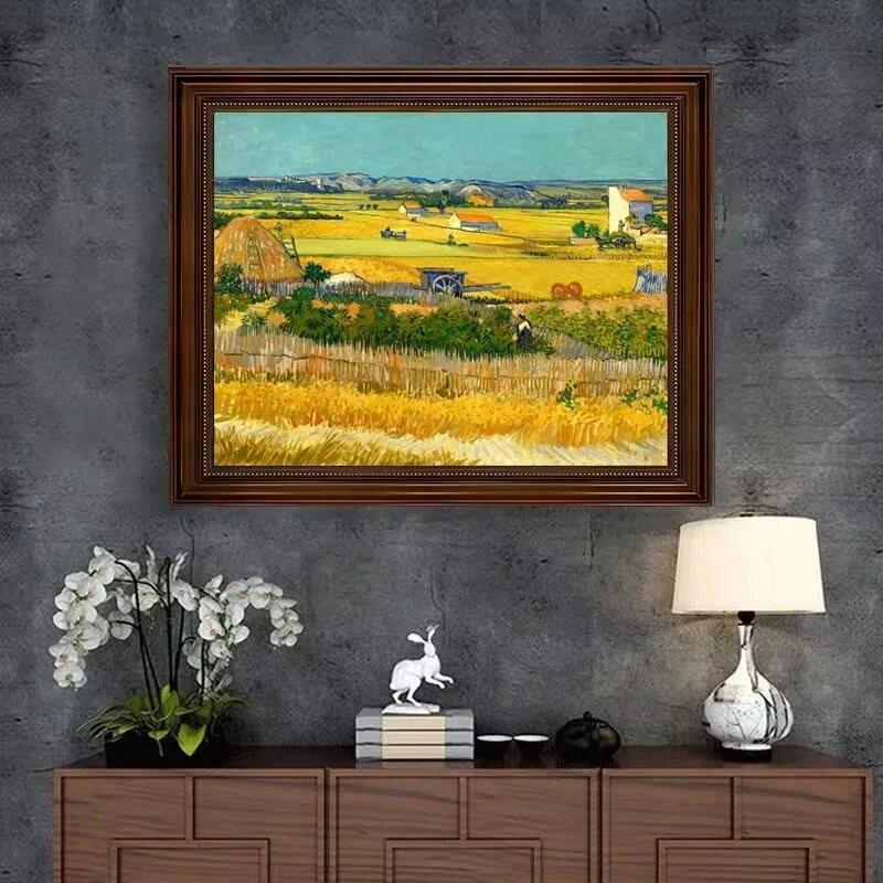 梵高丰收麦田装饰画沙发背景墙客厅餐厅玄关壁画卧室名画挂画SA03